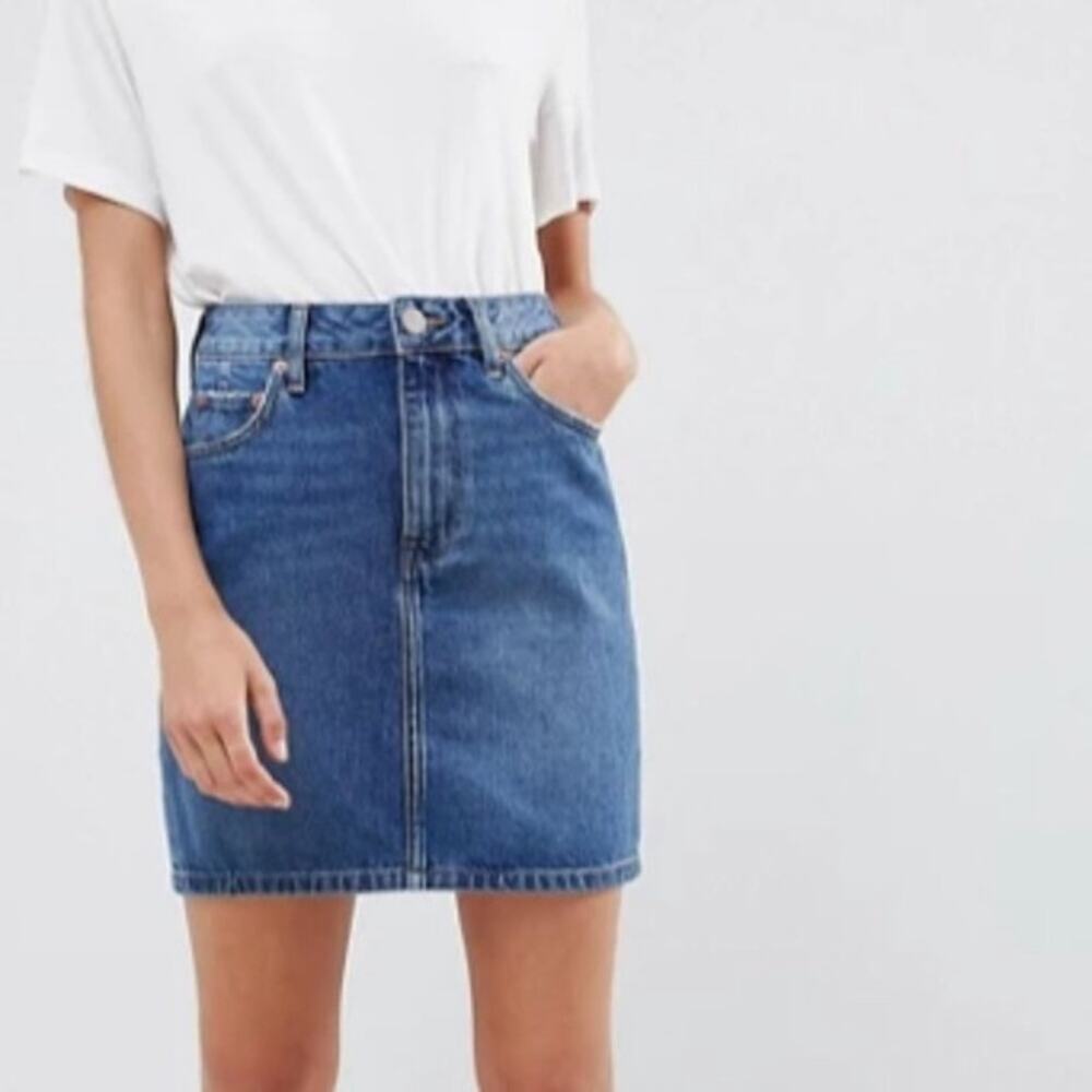 Asos Denim Skirt Womens Size 6 Blue Jean High Rise Mini Skirt